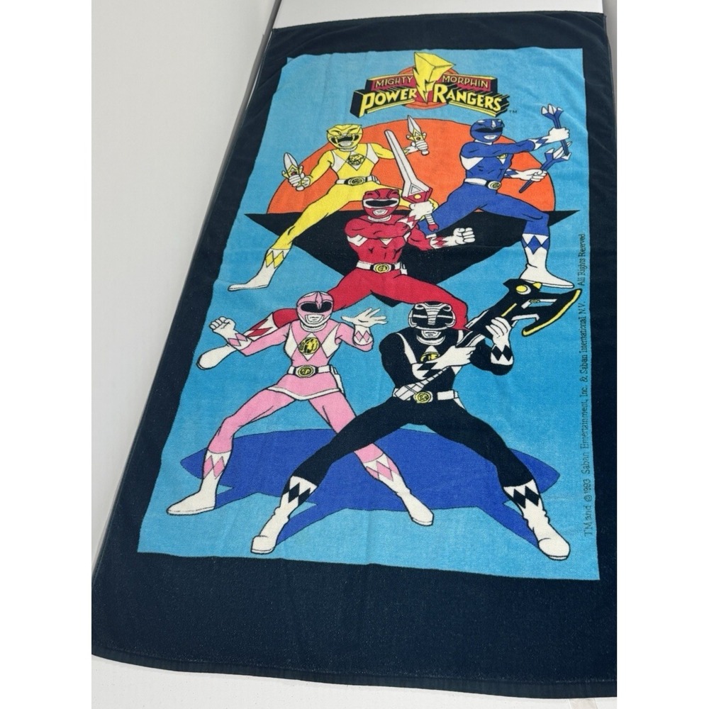 Vintage 1993 Mighty Morphin Power Rangers Beach Pool Towel 26x58 Saban MMPR
